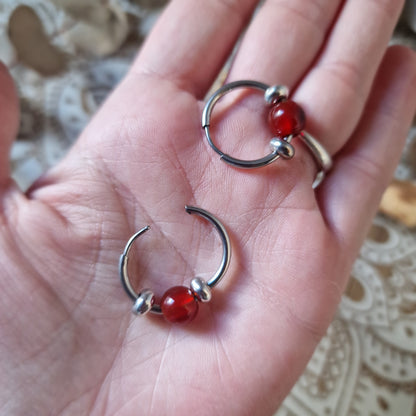 Pendientes de Aro de Acero con Carneola