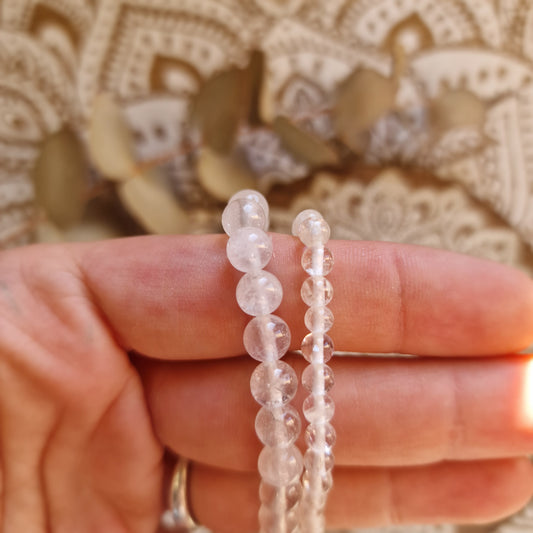 Pulsera Cuarzo Cristal ~ Claridad y Energía ~ 4 y 6 mm