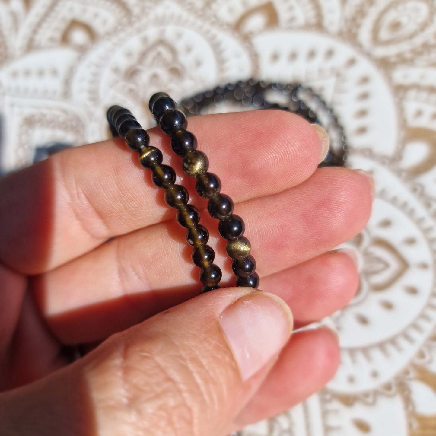 Pulsera de Obsidiana Dorada 4 y 6 mm. ~ Protección y Poder Interior