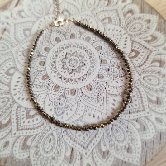 ✨ Pulsera de Pirita Facetada con Plata de Ley ~ Abundancia y Confianza en Cada Detalle
