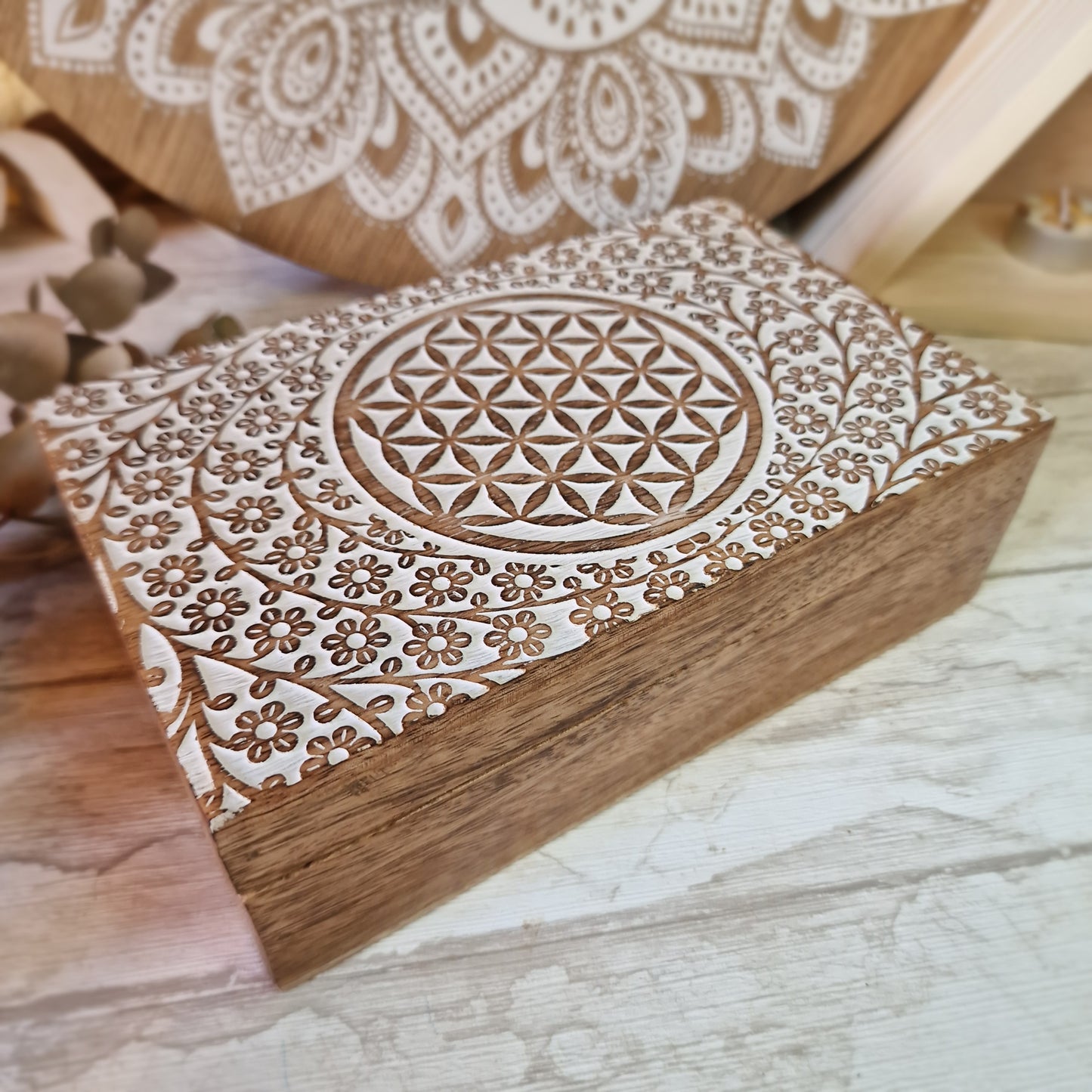 Caja de Madera Flor de la Vida ~ Guardián de tus tesoros