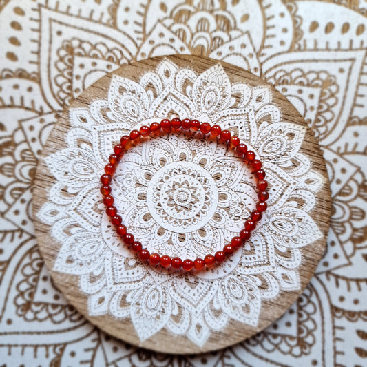 Pulsera de Cornalina/Carneola 4 mm ~ Vitalidad y Confianza