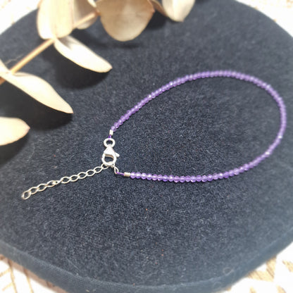 ✨ Pulsera de Amatista Facetada con Plata de Ley ~ Calma y Claridad Interior en Cada Detalle