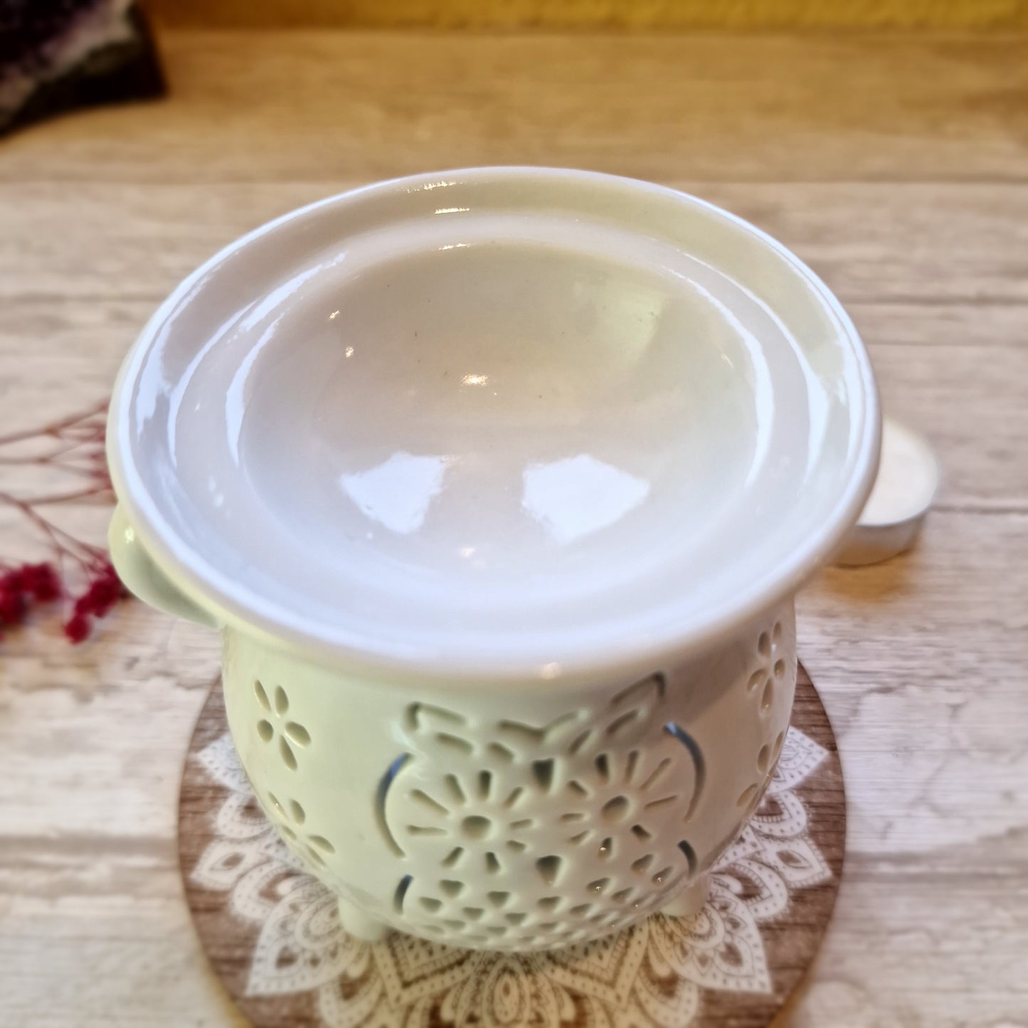 Quemador de Aceite Esencial "Caldero Búho" – Sabiduría y Magia en tu Espacio