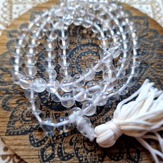 Japa Mala de Cuarzo Cristal ~ Claridad, Energía y Conexión Espiritual