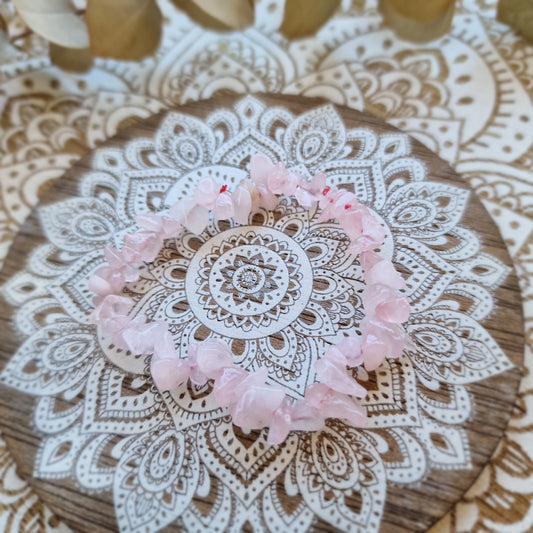 Pulsera de Chips de Cuarzo Rosa ~ Amor propio