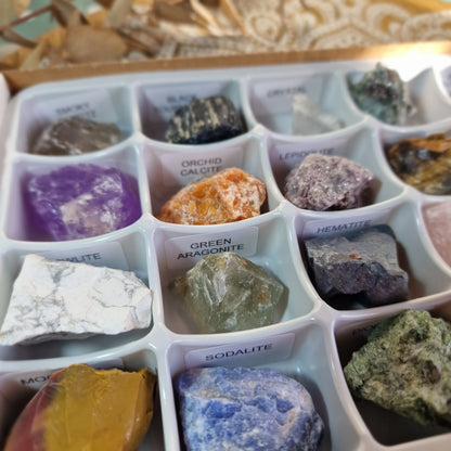 Caja de 24 piedras masivas ~ Colección de minerales naturales