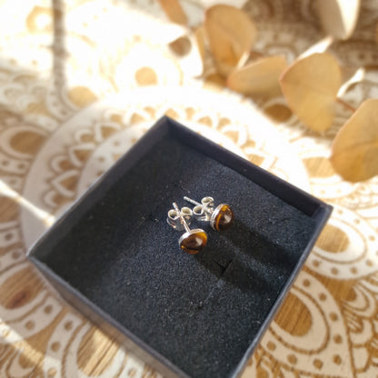 Pendientes de Ojo de Tigre en Plata ~ Protección y Fuerza Interior