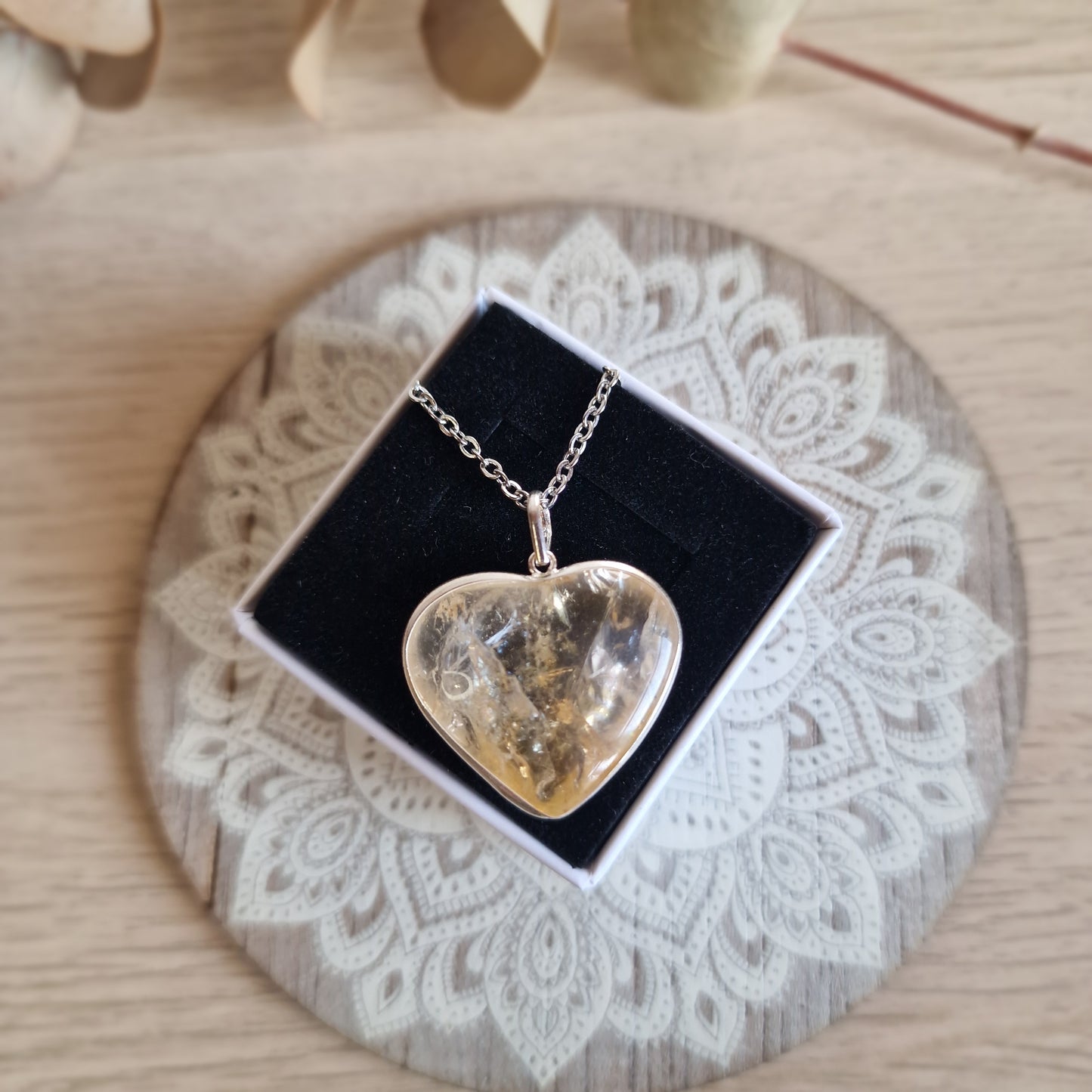 💛 Colgante Citrino Corazón Plata de Ley ~ Energía, Abundancia y Luz Interior